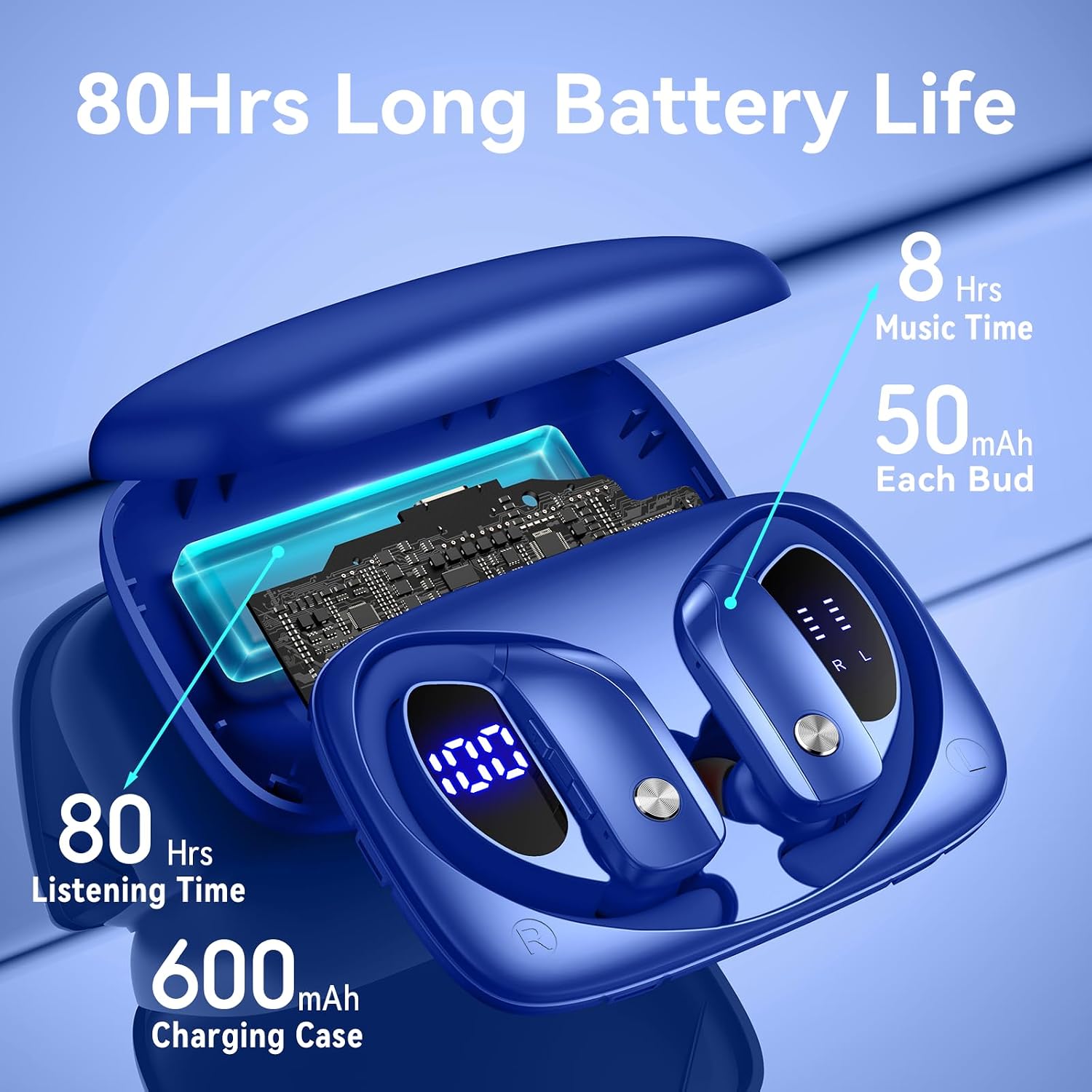 Wireless Earbuds with 80H Play - Wireless Earbuds Case review and price